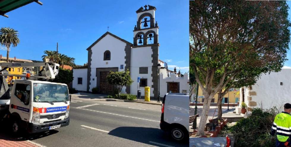Trabajos municipales en Plaza del Pueblo de JInámar