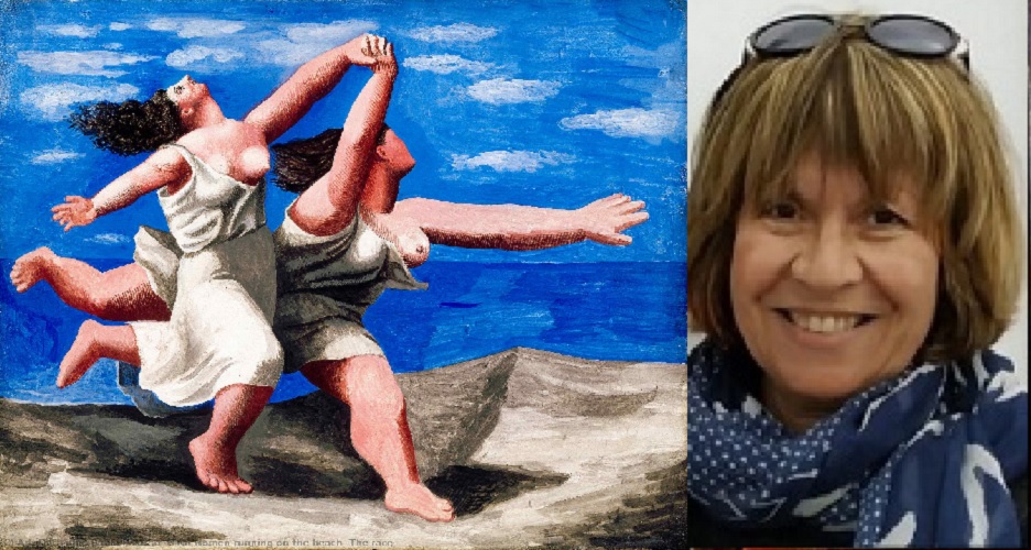 Playa Soleada de Ana María y Detalle "Dos mujeres corriendo en la playa" Picasso 1922.