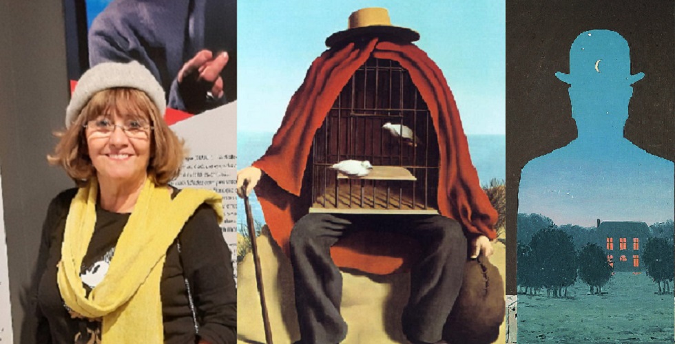 Olga Cabrera y sus teclas del Silencio con detalle de El Terapeuta (Magritte)