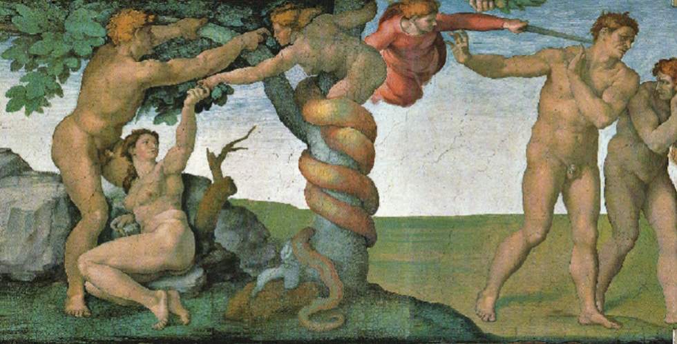 Detalle de El Pecado Original. Capilla Sixtina. Miguel Angel