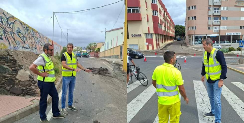 Concejal Iv&aacute;n Sanchez a pi&eacute; de obra. Foto FB PP Telde