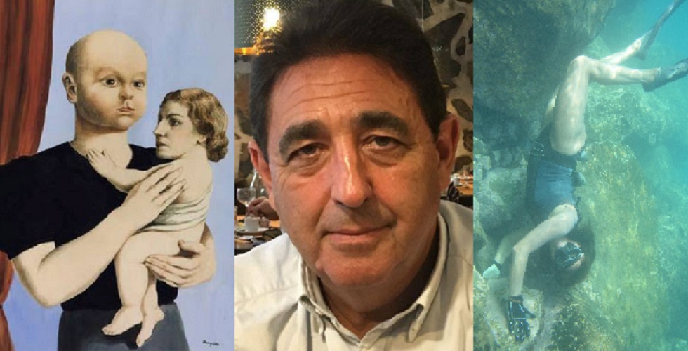 Raúl Ramos con detalle de Magritte (le esprit de la geometrie) y Tesoro Submarino