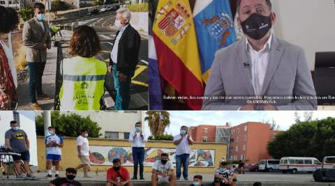 Alcalde de La Laguna con vecinos, Alcalde de SC TF video mensaje y Alcalde de Telde en Jinamar