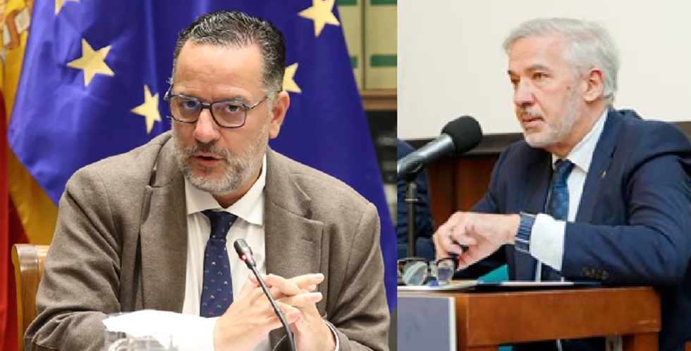El Consejero de Educaci&oacute;n de Canarias Poli Suarez y Luis Serra Rector ULPGC
