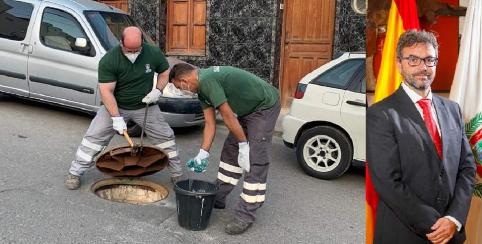 Operarios en Costa Ayala y Concejal Luis Zamorano. Imágenes Ayto LPGC